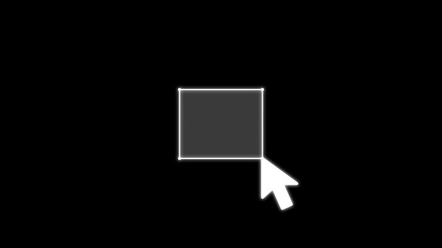 White computer mouse cursor selecting a square