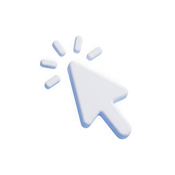 3D Mouse Cursor Click Icon Isolated on White Background