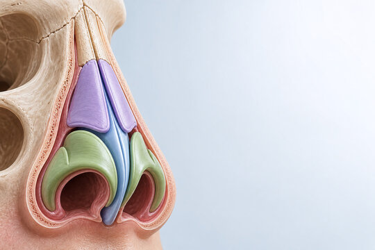 Detailed Nasal Anatomy Cross Section Medical Illustration