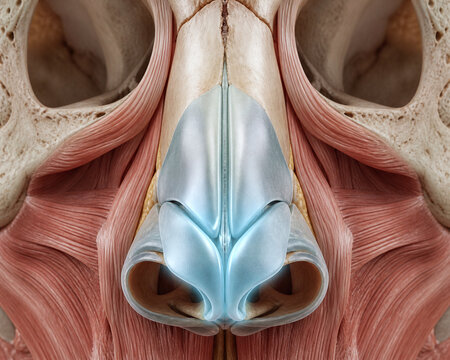 Detailed Nasal Bone and Cartilage Anatomy Illustration