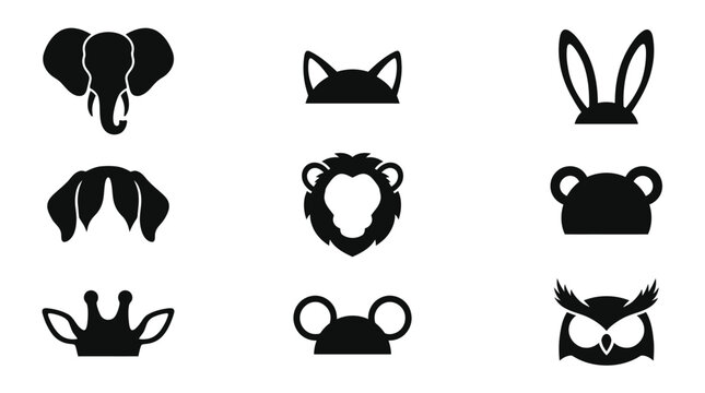 Black silhouettes of animal ears faces.