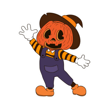 Halloween pumpkin man say hello