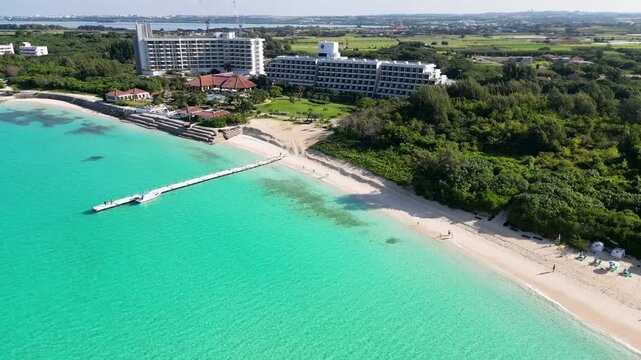 宮古島・与那覇前浜ビーチの白砂と宮古ブルー空撮
