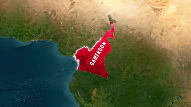 Cameroon's country map highlighted on digital globe animation motion footage