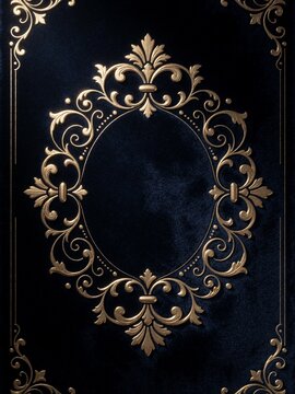 Ornate Gold Baroque Frame on Navy Velvet