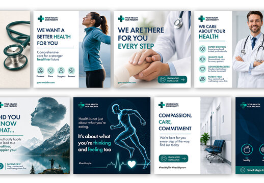 Social media healthcare themed design template