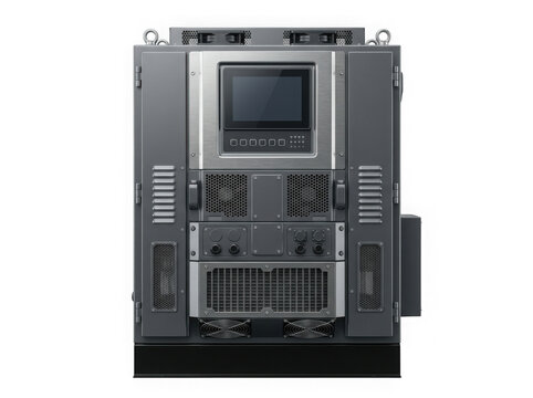 electrical distribution control cabinet breaker box isolated on transparent background