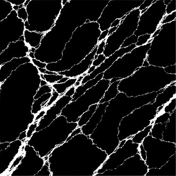 Black and White Cracked Marble Texture with White Fracture Veins