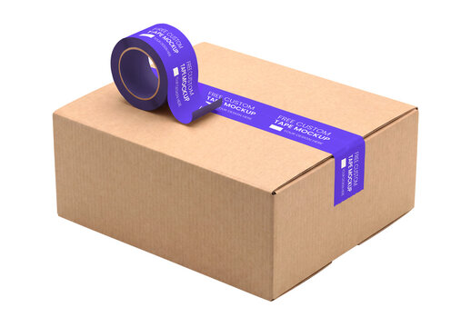 Packing Tape Mockup on Cardboard Box