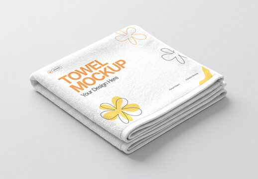 Realistic Folded Bath Towel Mockup