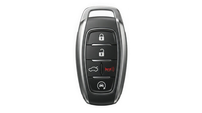 modern black car remote key fob smart key isolated on transparent background