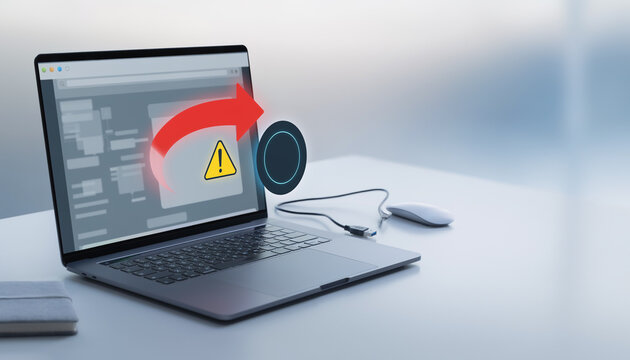 ノートパソコンから外部ストレージへの転送失敗を示すバックアップエラーの概念