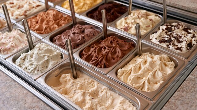Gelato bar offering various tempting dessert flavors