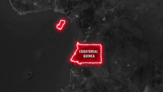 Equatorial Guinea country map highlighted on satellite footage motion clip