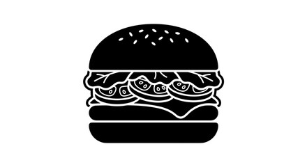 Fototapeta premium Black silhouette of a classic hamburger icon.