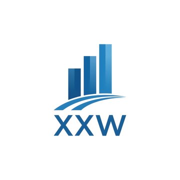 Modern blue bar chart logo with stylized swoosh design