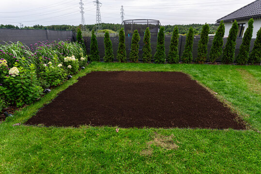 Preparing garden soil for sowing grass seeds