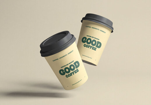 Floating Coffee Cup Mockup with Lid