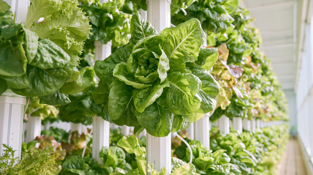 Ai generated vertical hydroponic farming system with lush greens hydroponics greenhouse vertical
