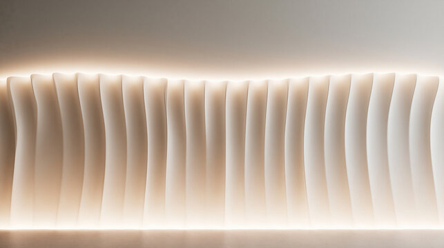 Modern Illuminated 3D Wave Wall Panel Background