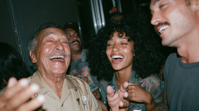 Diverse Group of Friends Laughing and Having Fun at Party