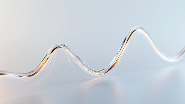Abstract Glass Wave Line on Minimalist Background