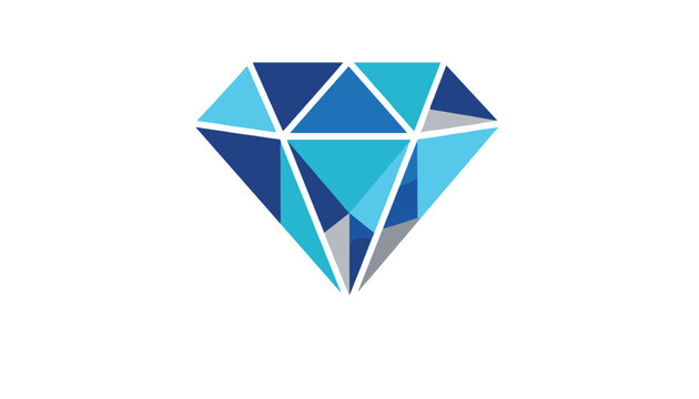 Shiny blue diamond gemstone illustrated with geometric facets and clean white outlines on a white background.