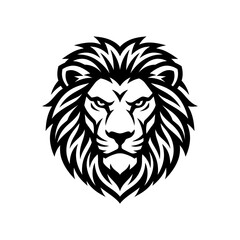 Fototapeta premium Bold black and white lion head illustration for branding and logo design