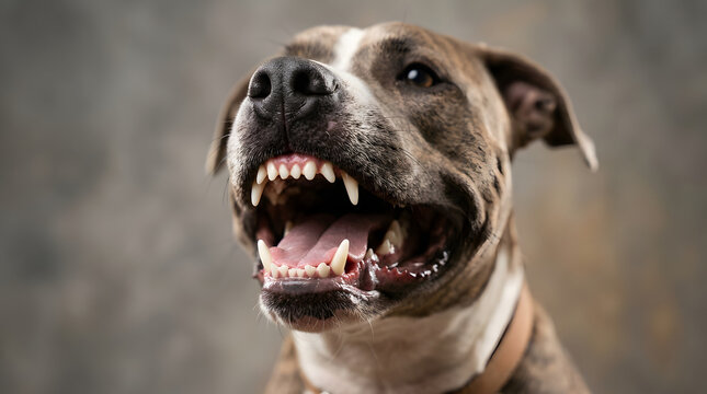 Aggressive Dog Showing Teeth with Fierce Expression
