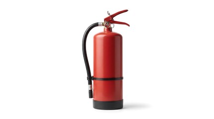 Fototapeta premium Fire extinguisher, side profile view, isolated on pure white background, hyperrealistic studio product photography