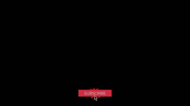 Animated YouTube Subscribe Button for Video Overlay. Like Subscribe Bell Notification Button, subscribe to channel. Transparent Screen