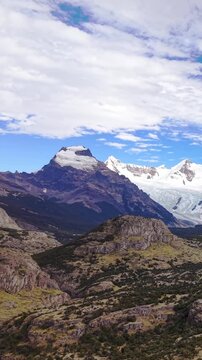 Scenic view of snow capped mountains in Patagonia Argentina