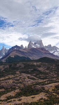 Scenic view of Mount Fitz Roy in Los Glaciares National Park, Patagonia, Argentina