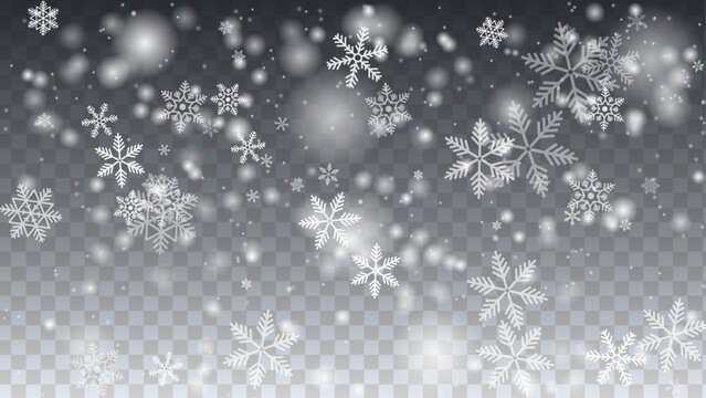 winter snowflakes falling overlay snow background christmas snowfall frost holiday particles border frame ice cold backdrop vector illustration