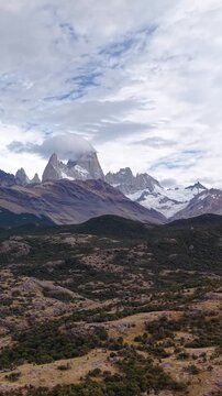 Aerial view of Mount Fitz Roy in Los Glaciares National Park, Patagonia, Argentina