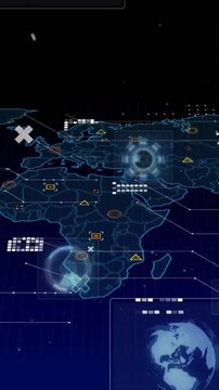 Animation of icons and data processing over world map