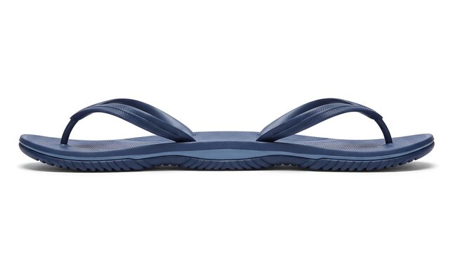 Flip flop sandal pair, side profile view, isolated on pure white background, hyperrealistic studio product photography