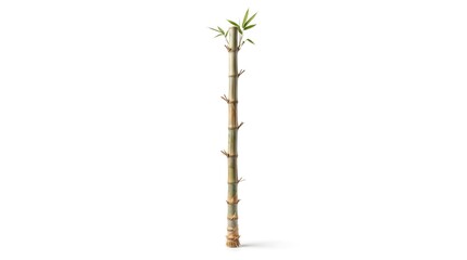 Obraz premium Bamboo stalk, side profile view, isolated on pure white background, hyperrealistic studio product photography