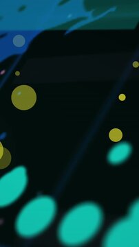 Animation of data processing over world map against black background