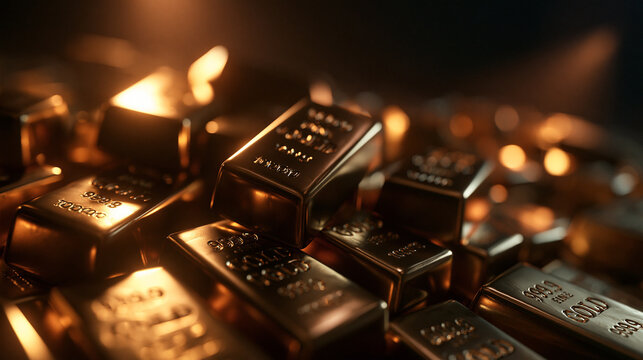 Stack of Shiny Gold Bullion Bars for Investment