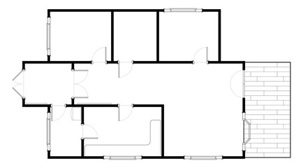 Obraz premium House floor plan. Blueprint layout and residential room arrangement. Architectural sketch for construction draft, property planning and engineering presentation. Vector room zoning for apartment
