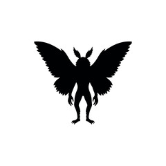 Fototapeta premium Mothman silhouette vector flat design on white background. 