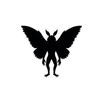 Mothman silhouette vector flat design on white background.
