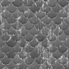 Shiny grey fish scale pattern texture with metallic reflection and dark organic shapes repeating in a seamless decorative design for modern graphic projects © Fazle Rabbi