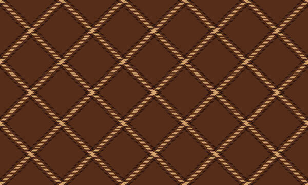 Brown tan seamless windowpane background. Checkered plaid repeating tattersall plaid pattern for winter fashion design
