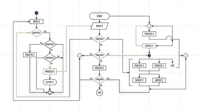 Technical engineering flowchart diagram.
