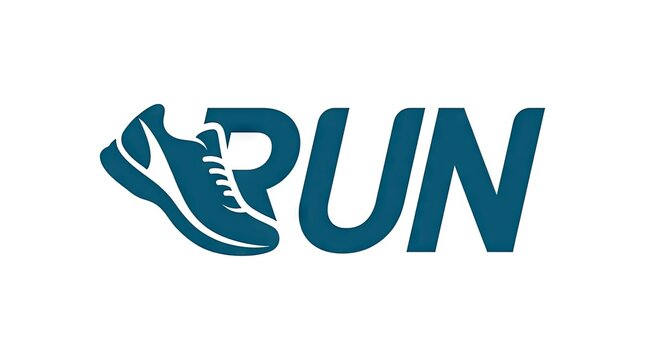 Run text with athletic shoe silhouette logo.