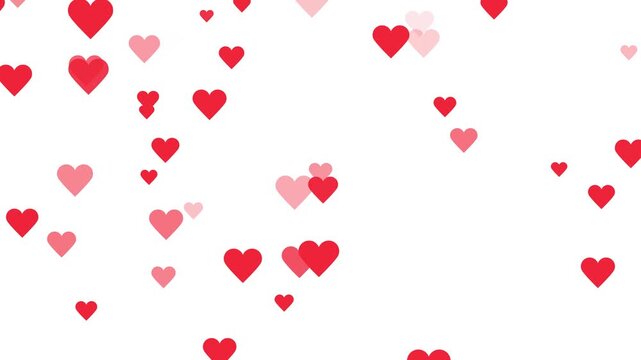 Red Hearts Flying Icon, valentine's day. falling red hearts particle effect best for Valentines Day, I love you, red heart confetti falling. white Background .4K Video