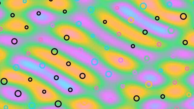 Abstract colorful wavy pattern with black circles