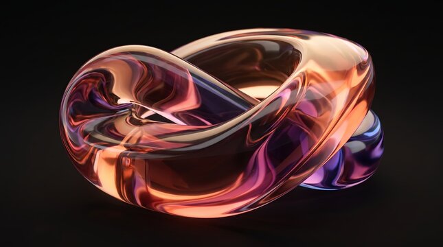 Thick crystalline 3D rope braids into a glowing peach knot